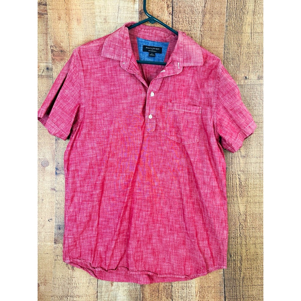 Banana Republic Factory Polo Shirt Mens Large Red Soft Wash Slim Fit Preppy